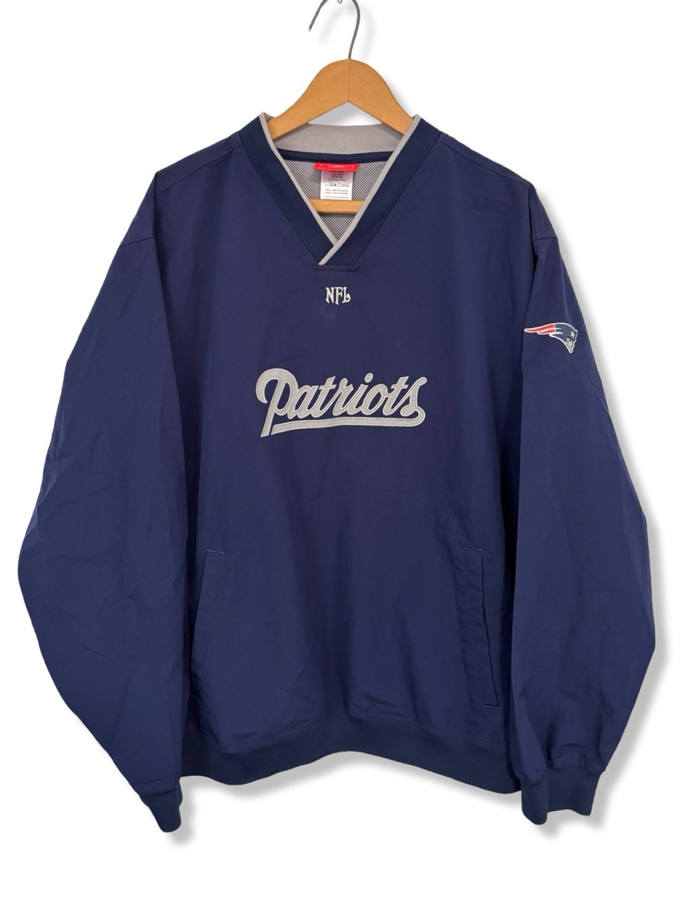 New England Patriots Navy Pullover Warmup Windbreaker
